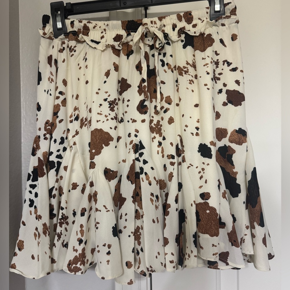 Buddy Love Flowing Cow Print Mini Skirt Size M